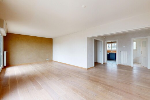 leerer raum mit holzfußboden, natürliches licht, und gipskartonwand