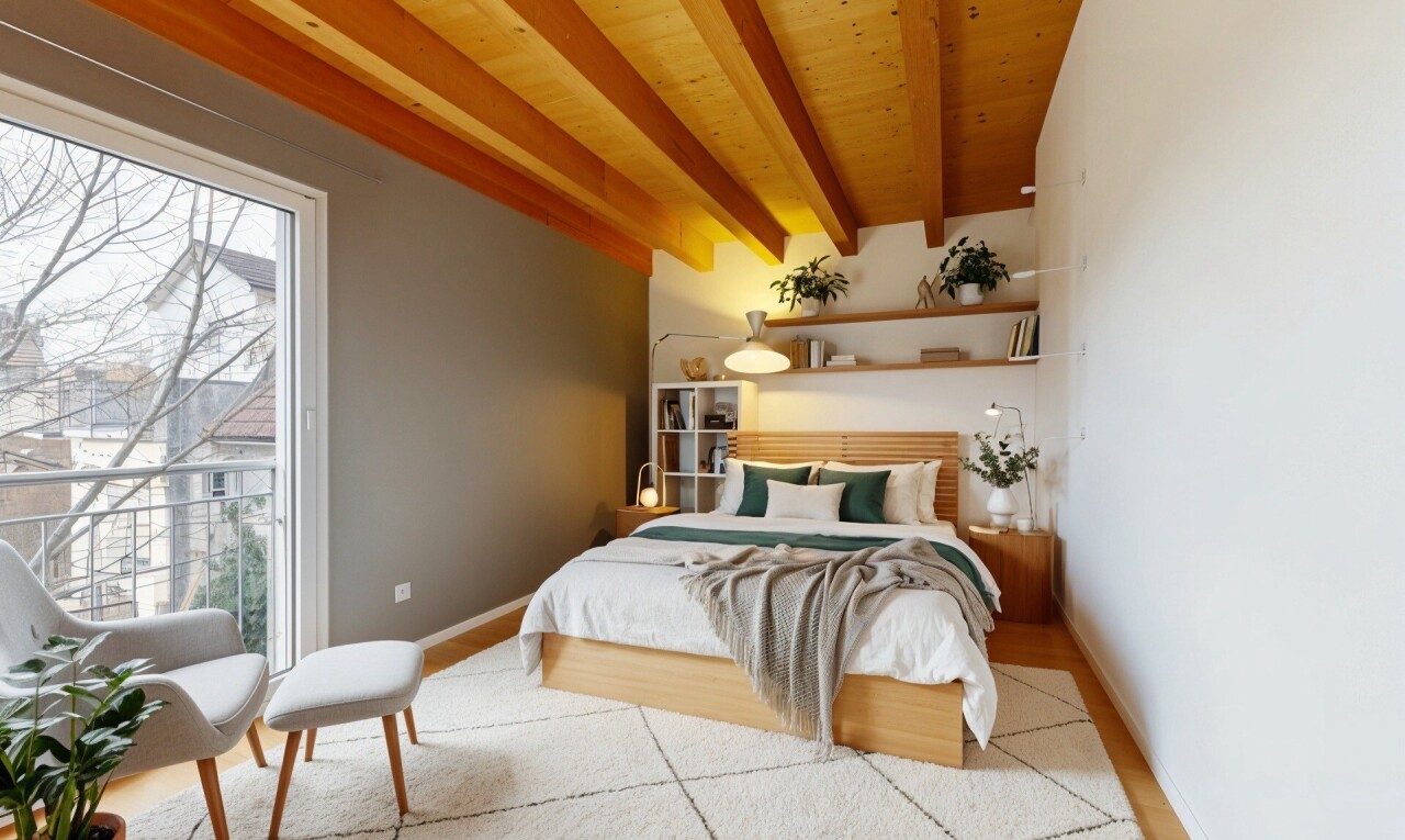 chambre avec lumière naturelle, natural light, inside property, cloison sèche, et drywall