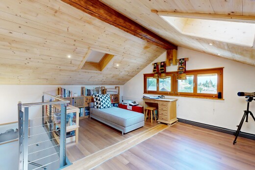 room / bedroom featuring recessed lighting, light wood-type flooring, a baseboard radiator, and a wooden ceiling with exposed beams
