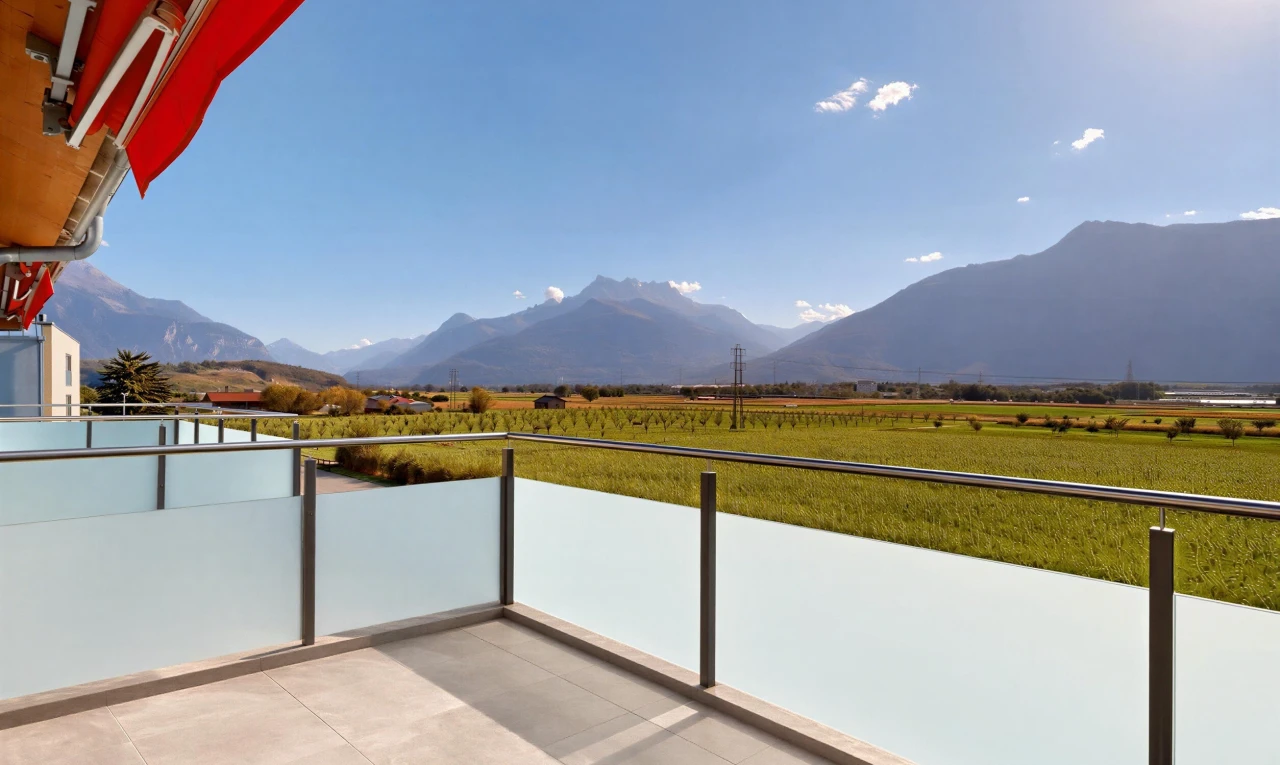 balcon avec view focus, from property, mountain view, vue sur la montagne, et day time