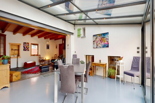 esszimmer mit inside property, finished concrete floor, betonboden, concrete floor, und gipskartonwand