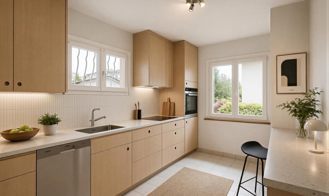 kitchen featuring tile countertops, black dishwasher, wood finish cabinetry, wall oven, and decorative backsplash