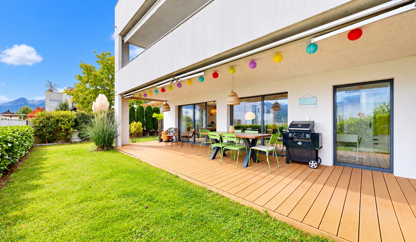 view of wooden deck with area for grilling and outdoor dining area