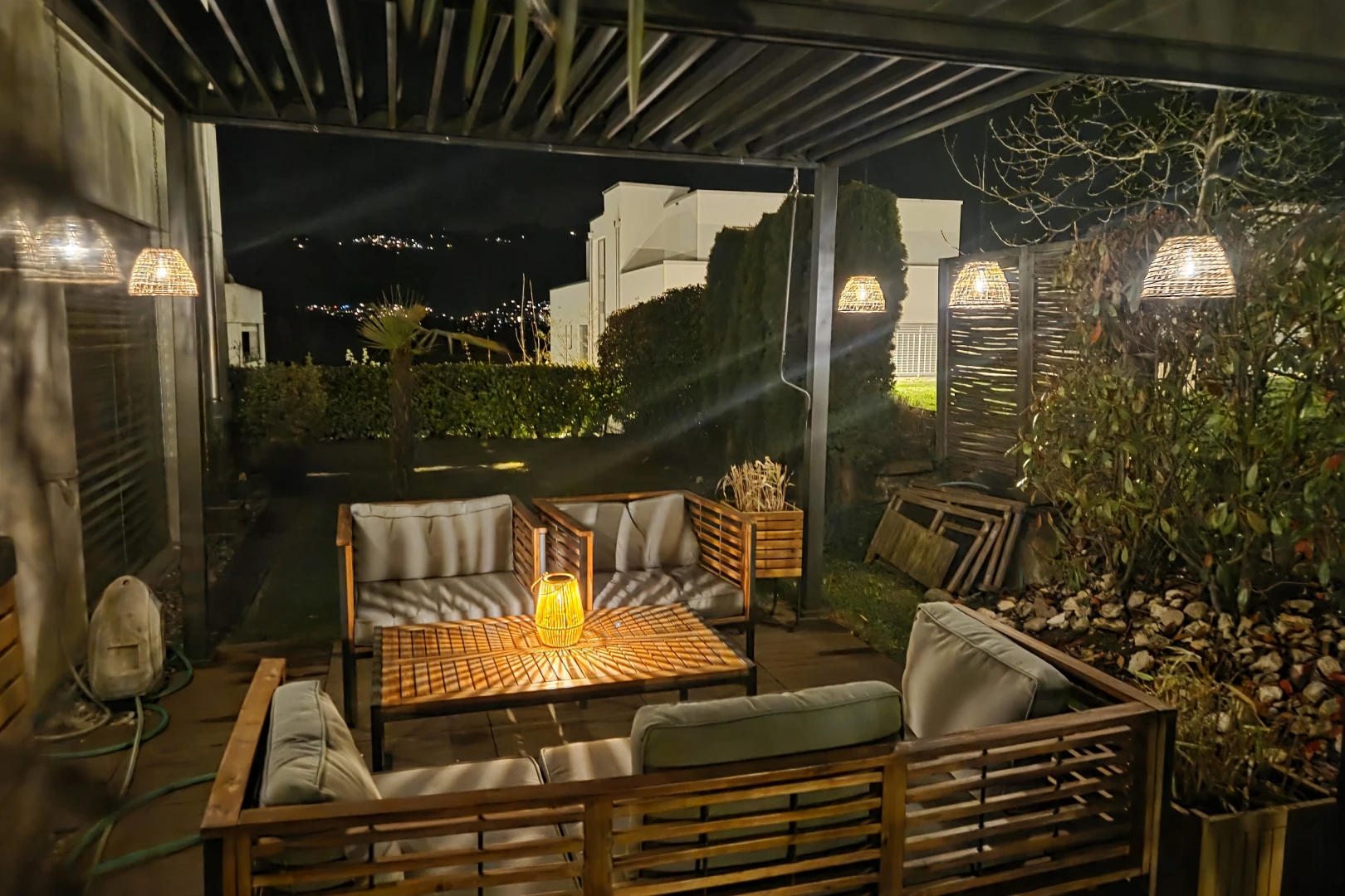 terrace with an outdoor lounge area