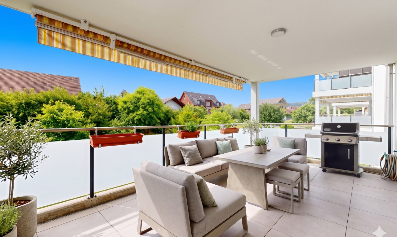 terrasse mit terrasse, from property, day time, grill, und wohnraum im freien