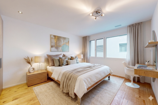 zimmer / schlafzimmer mit inside property, gipskartonwand, drywall, holzfußboden, und wood finish floor
