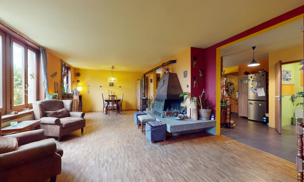 salon avec lumière naturelle et plancher de bois