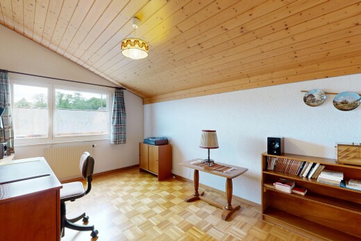 büro mit holzdecke, wood ceiling, parquet floor, dachschräge, und vaulted ceiling