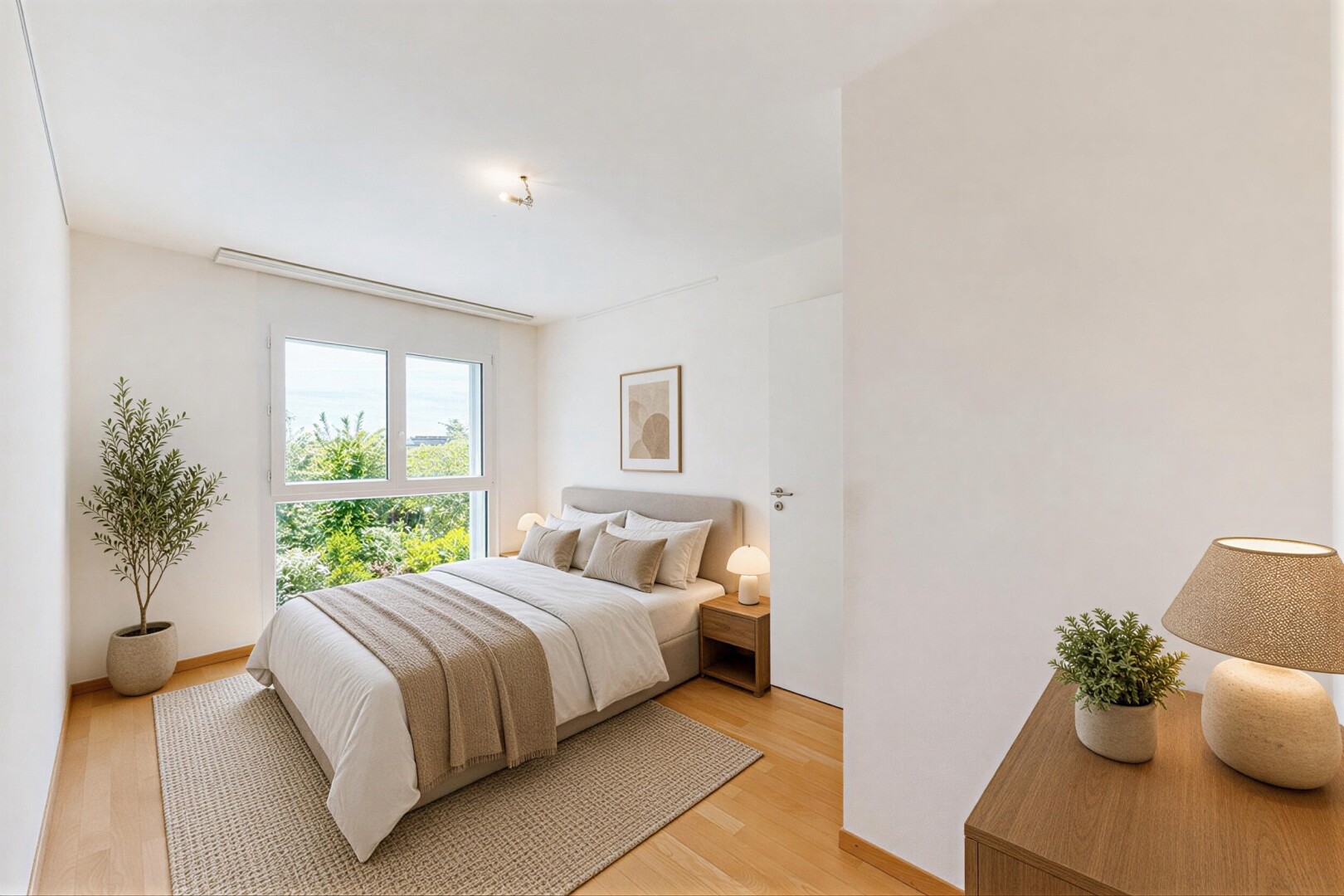 pièce vide avec natural light, lumière naturelle, wood finish floor, sol en finition bois, et drywall