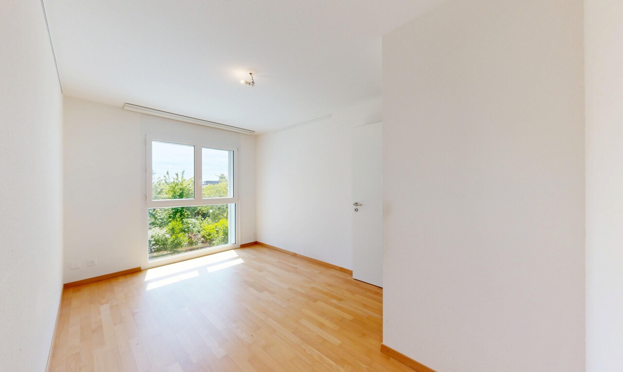 pièce vide avec natural light, lumière naturelle, wood finish floor, sol en finition bois, et drywall