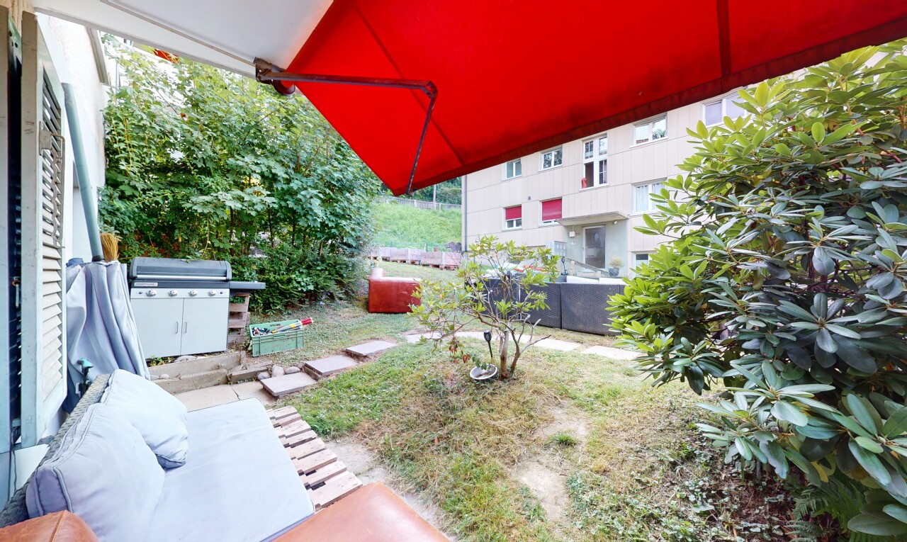 garten mit from property, markise, und grill