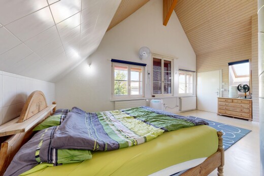 zimmer / schlafzimmer mit vaulted ceiling, dachschräge, high end ceiling, zusätzliches zimmer, und natürliches licht