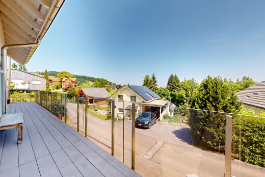 terrasse mit balkon, day time, from property, wohngebietblick, und residential view