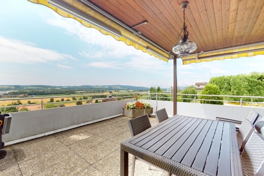 terrasse mit terrasse, day time, from property, markise, und essbereich im freien