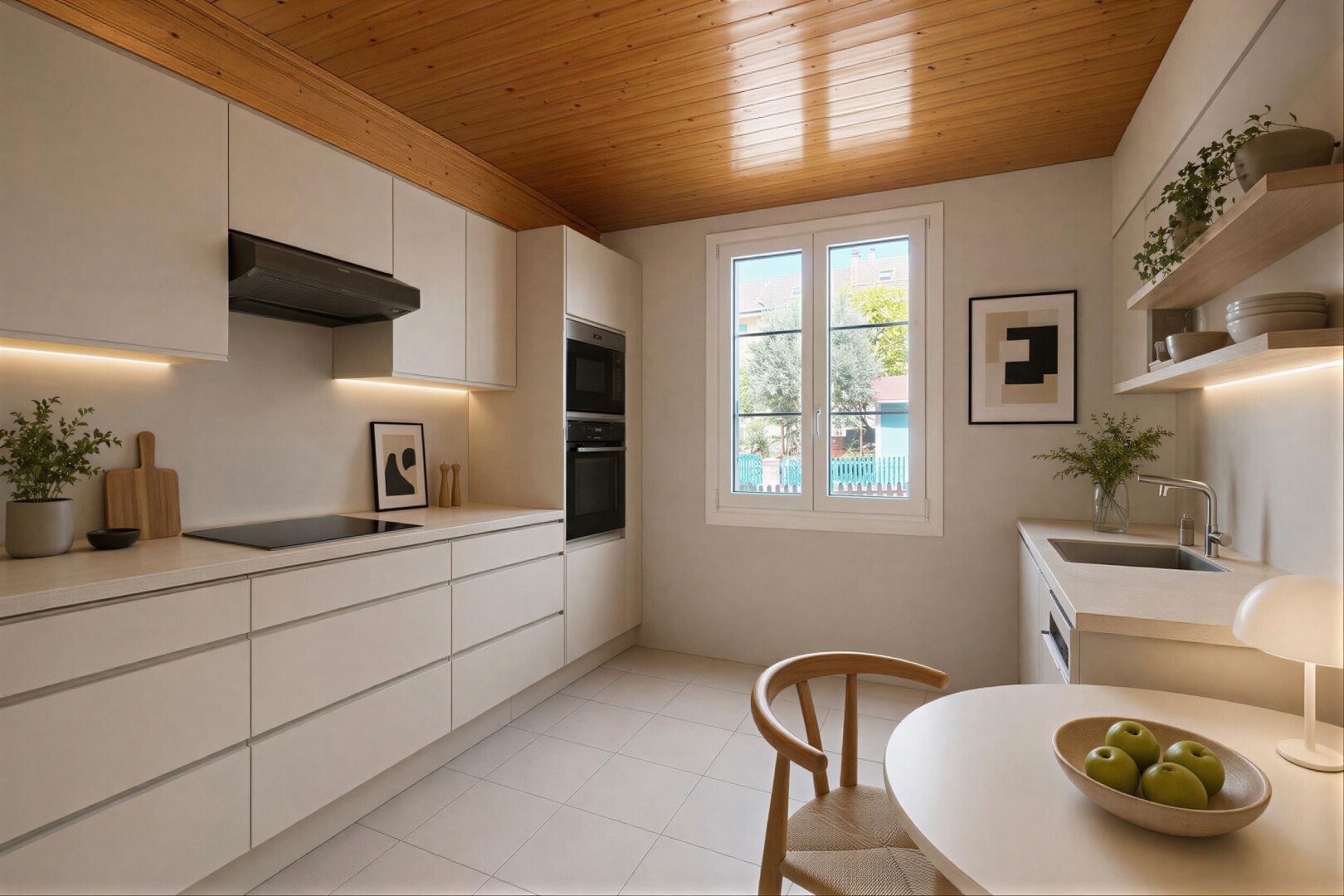 küche mit medium brown cabinets, mittelbraune schränke, light countertops, arbeitsplatten, und arched cabinets