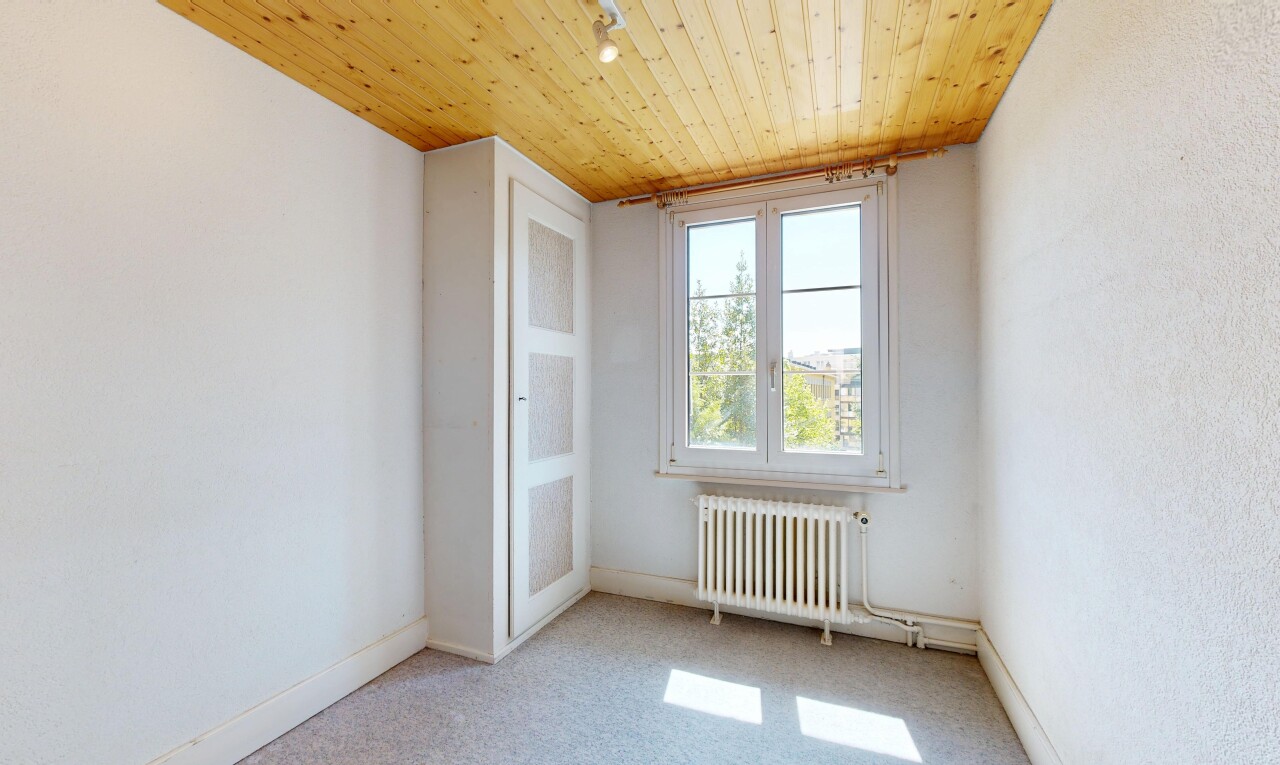 leerer raum mit wood ceiling, holzdecke, natural light, natürliches licht, und day time