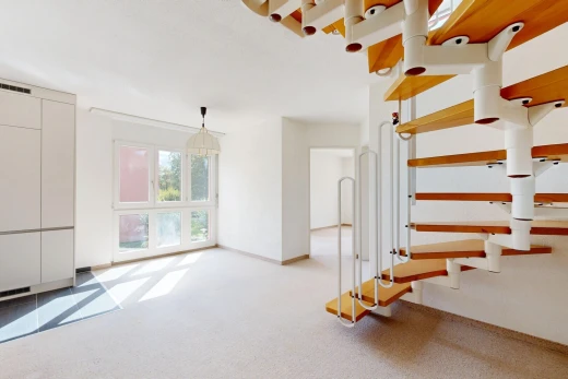treppe mit drywall, gipskartonwand, treppen, inside property, und carpet