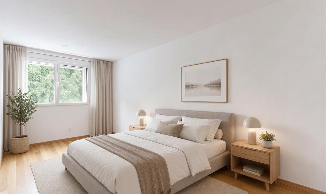 chambre avec wood finish floor, sol en finition bois, drywall, cloison sèche, et inside property