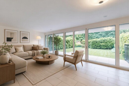 salon avec inside property, natural light, lumière naturelle, tile floor, et sol en carrelage