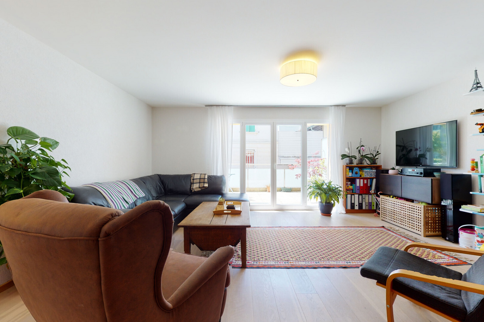 living area featuring wood finished floors