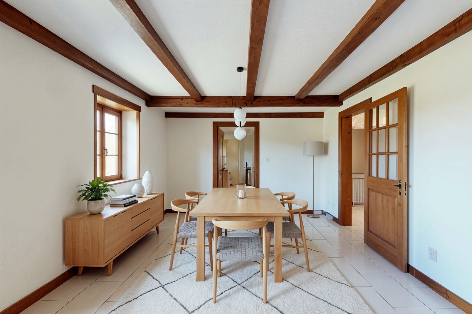 salon / salle à manger avec lumière naturelle, natural light, inside property, cloison sèche, et drywall