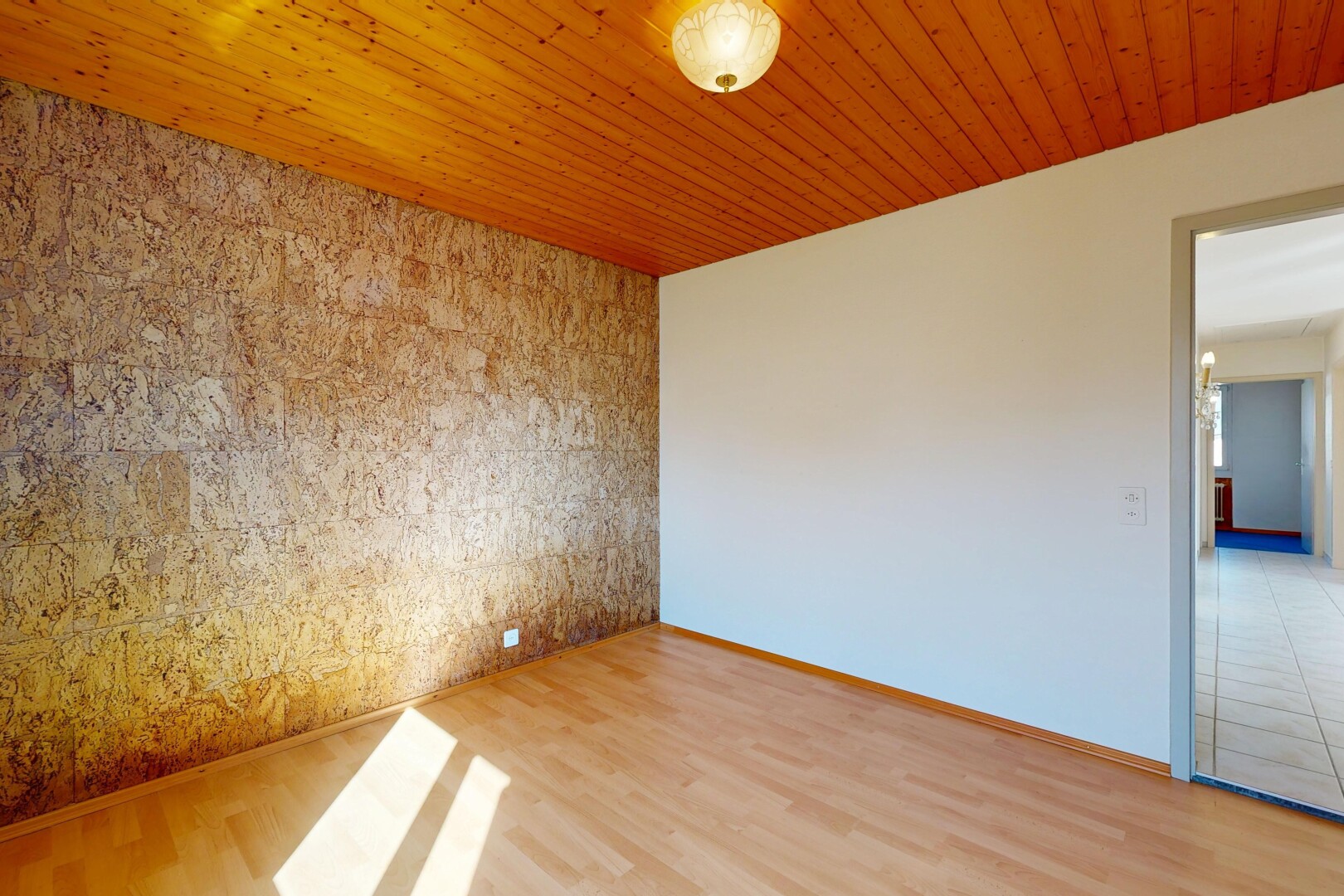 pièce vide avec inside property, cloison sèche, drywall, sol en finition bois, et wood finish floor
