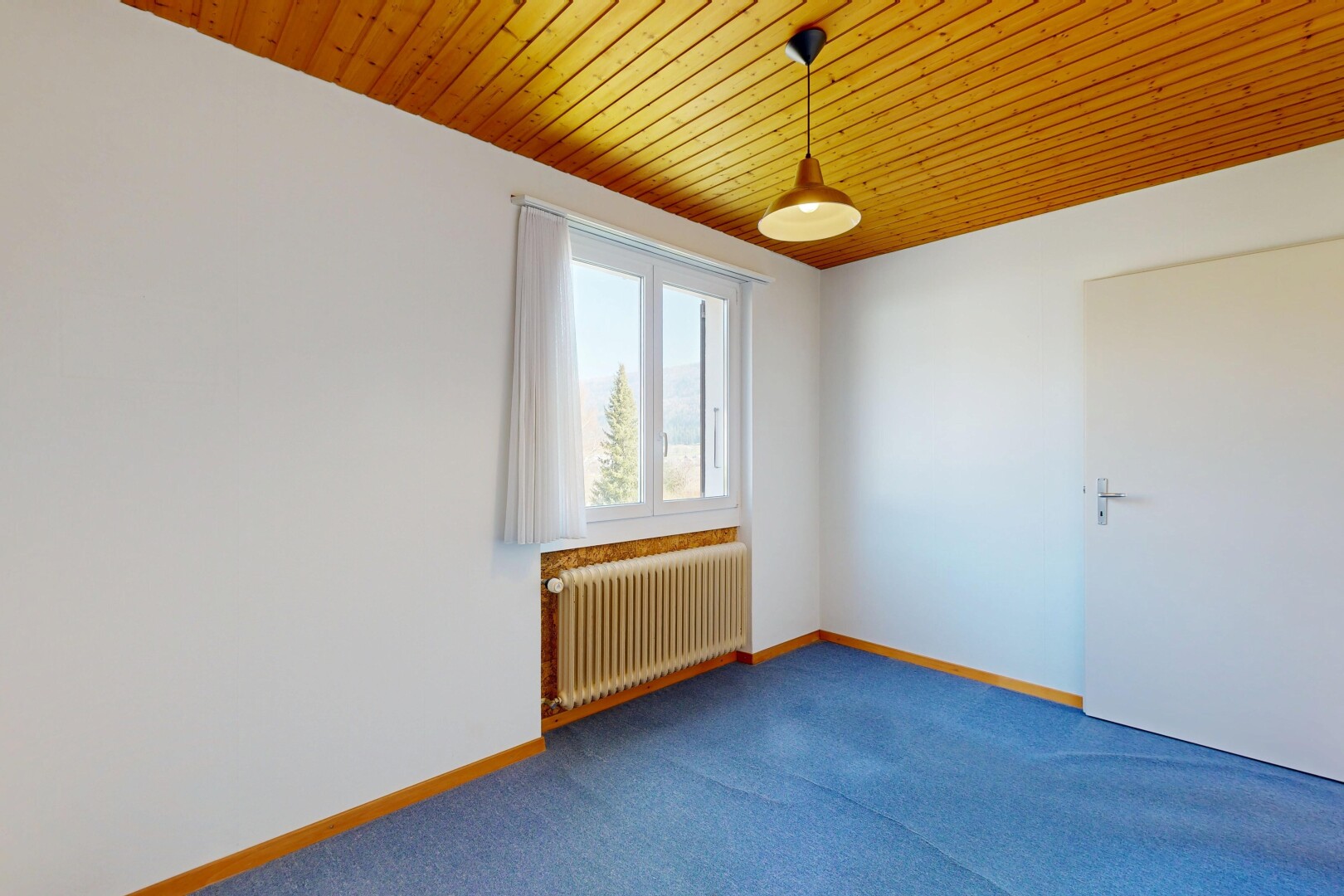 pièce vide avec radiateur, carpet, moquette, drywall, et cloison sèche