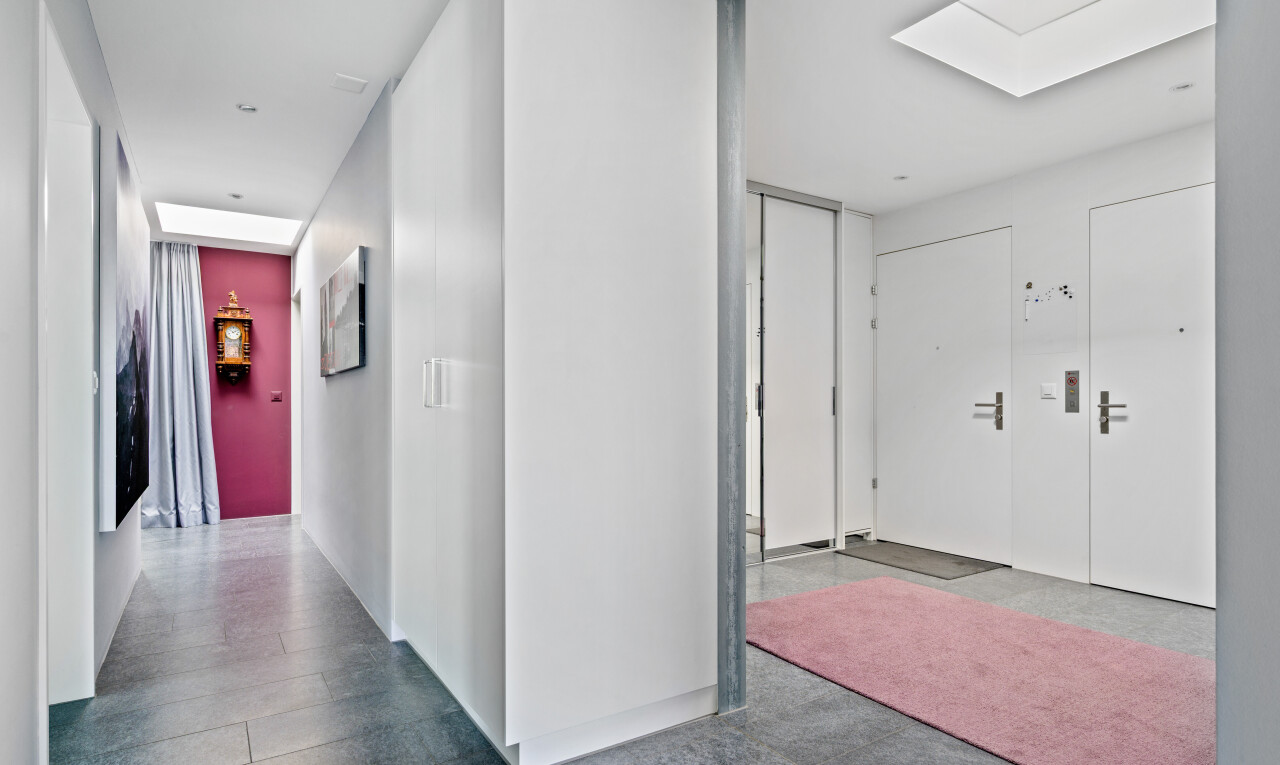 halle / korridor mit dachfenster, gipskartonwand, drywall, und inside community