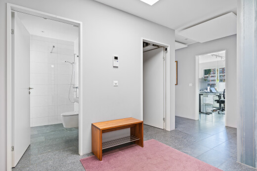 halle / korridor mit bürobereich, natürliches licht, natural light, inside property, und gipskartonwand