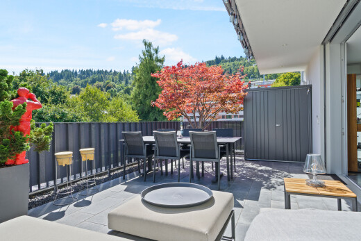 terrasse mit essbereich im freien, day time, und terrasse