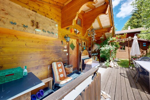 view of wooden balcony with a deck