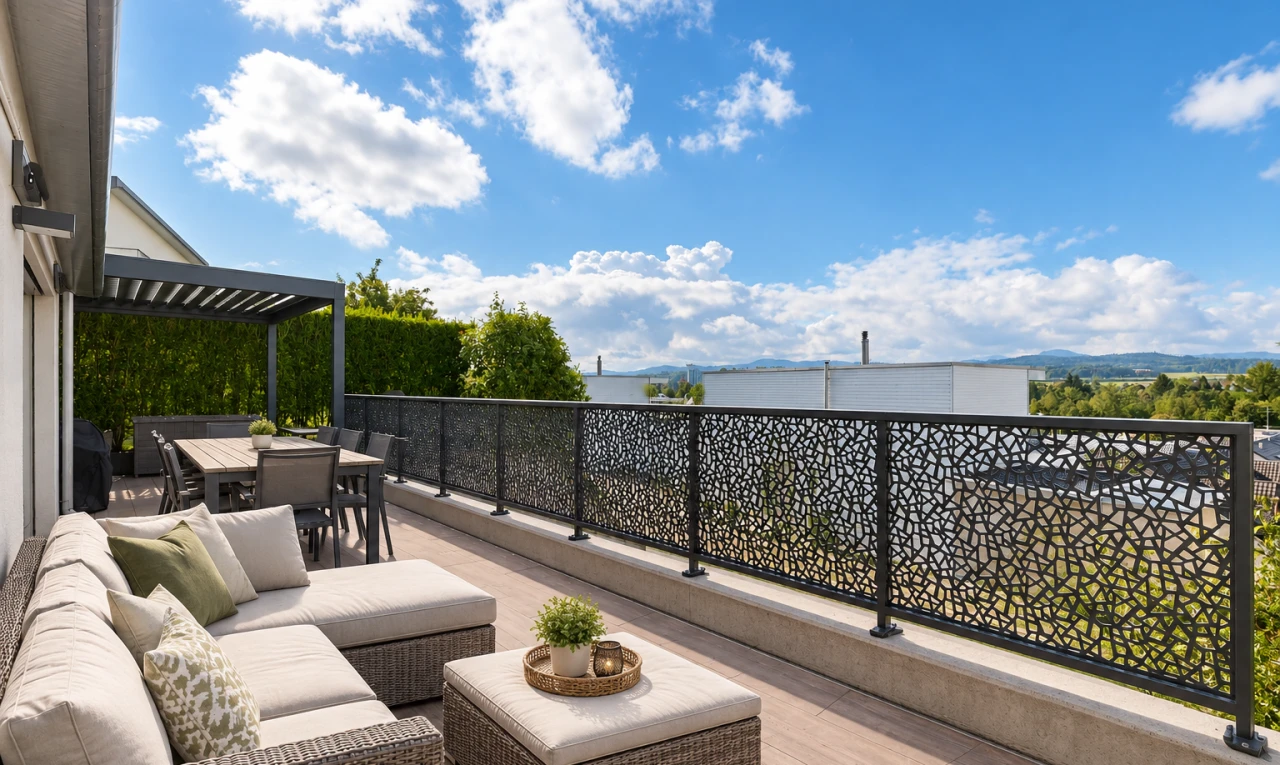 terrasse mit from property, essbereich im freien, view focus, wohnraum im freien, und day time