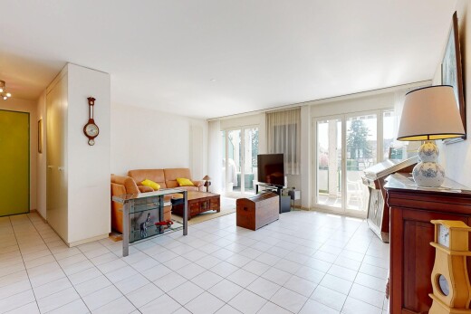 salon avec cloison sèche, drywall, télévision, lumière naturelle, et natural light