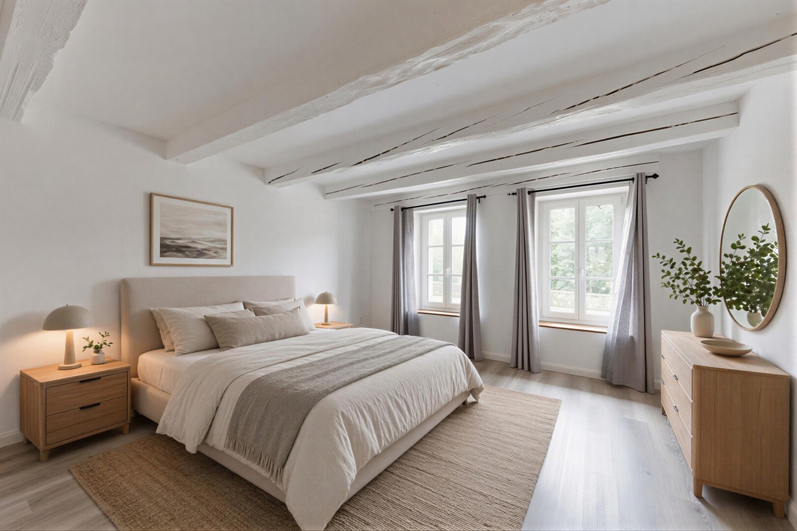 chambre avec sol en finition bois, wood finish floor, inside property, lumière naturelle, et natural light