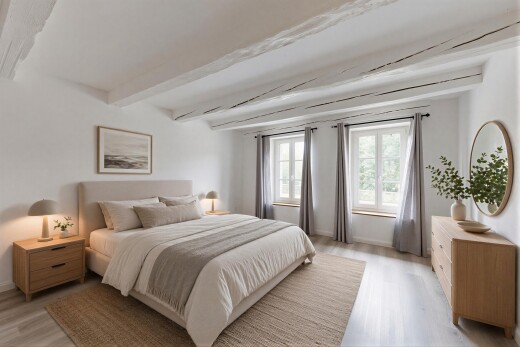 chambre avec sol en finition bois, wood finish floor, inside property, lumière naturelle, et natural light