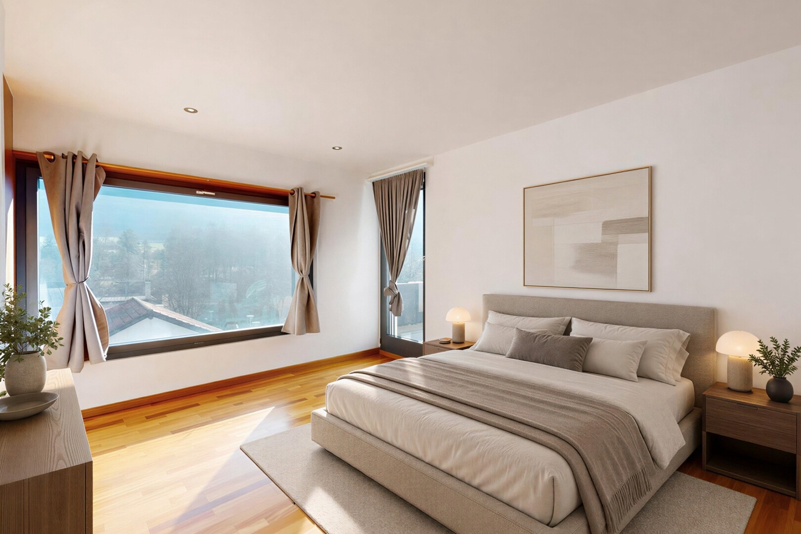 chambre avec wood finish floor, sol en finition bois, drywall, cloison sèche, et inside property
