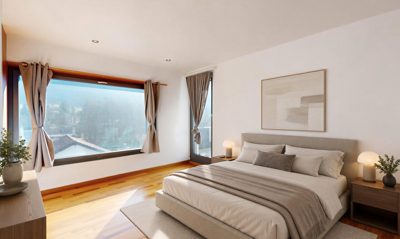 chambre avec wood finish floor, sol en finition bois, drywall, cloison sèche, et inside property