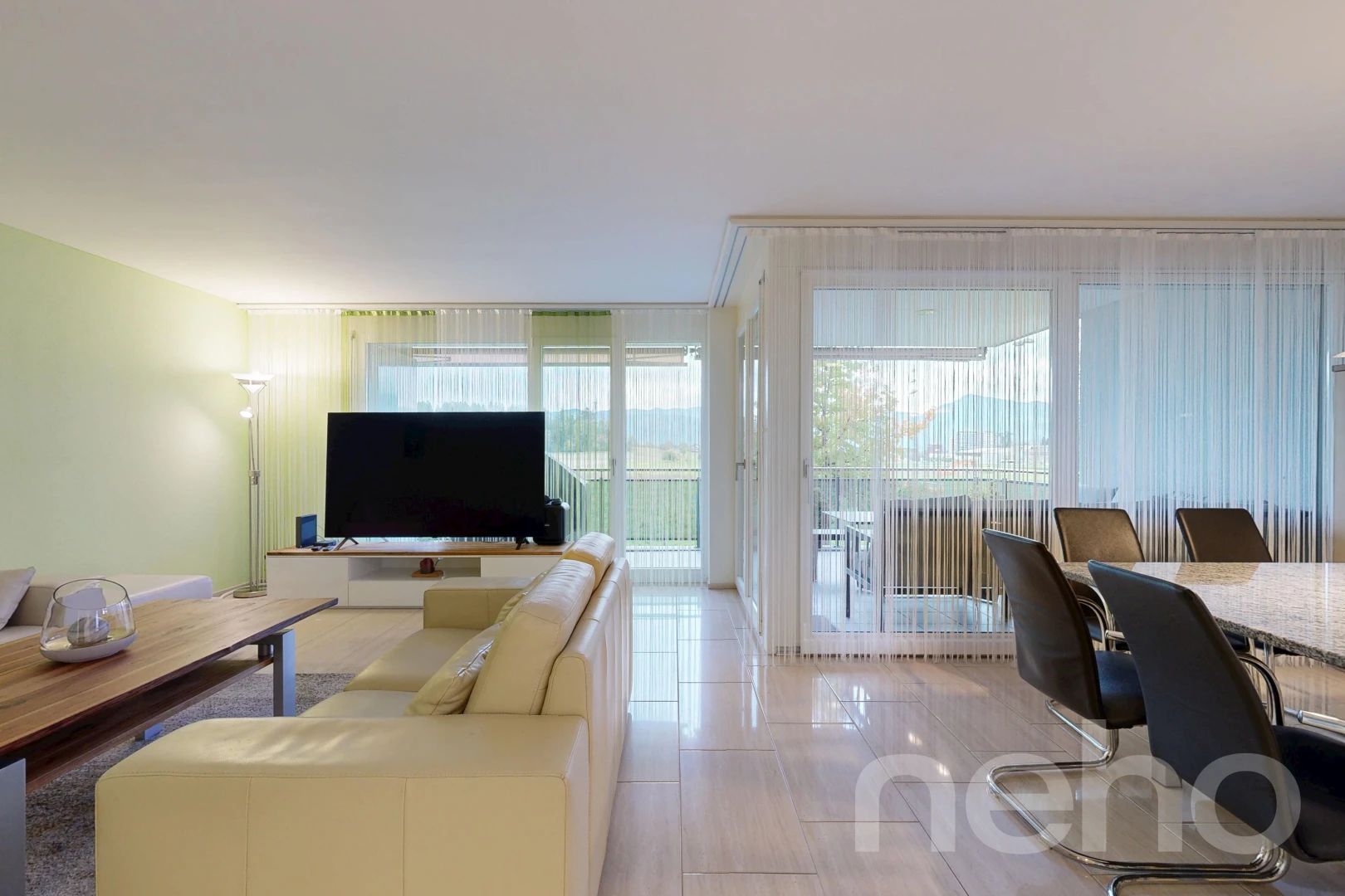 living room with access to exterior