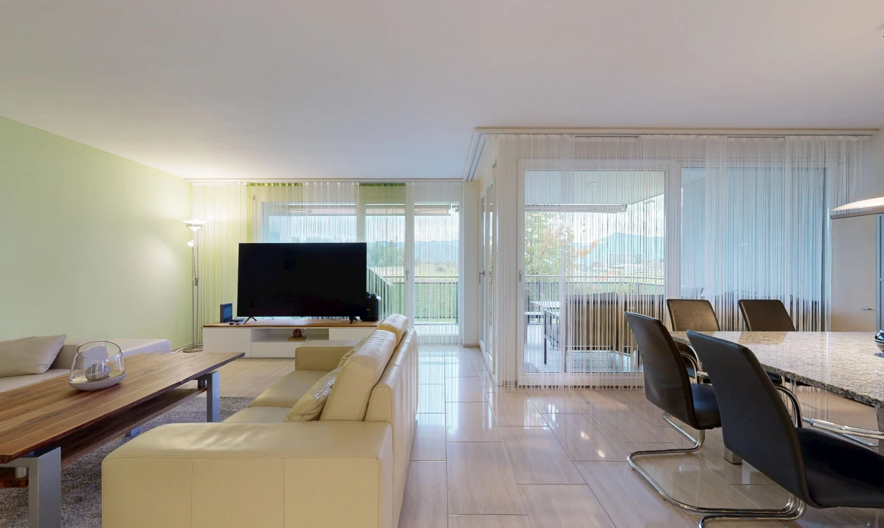 living room with access to exterior