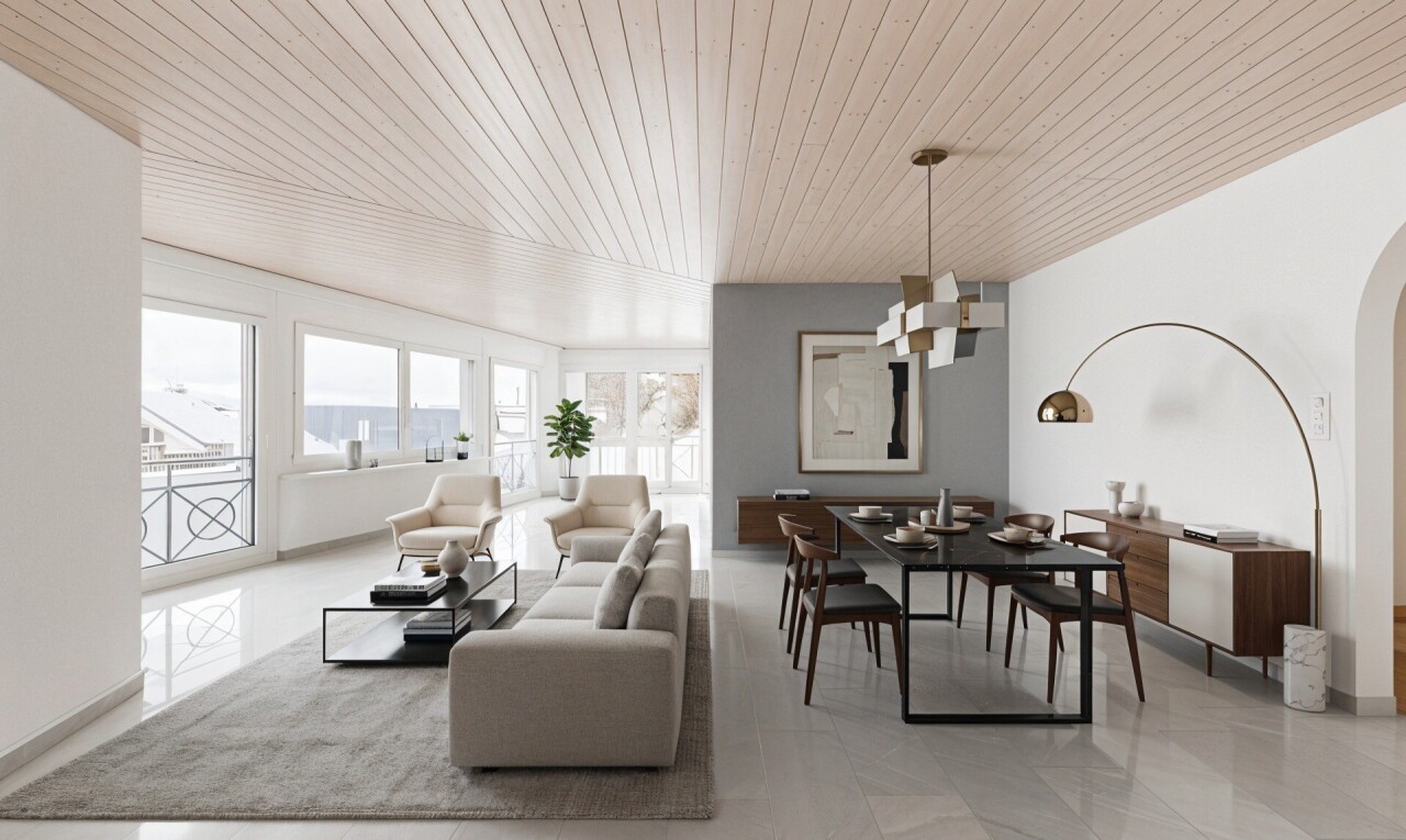 unfurnished room featuring arched walkways and wooden ceiling