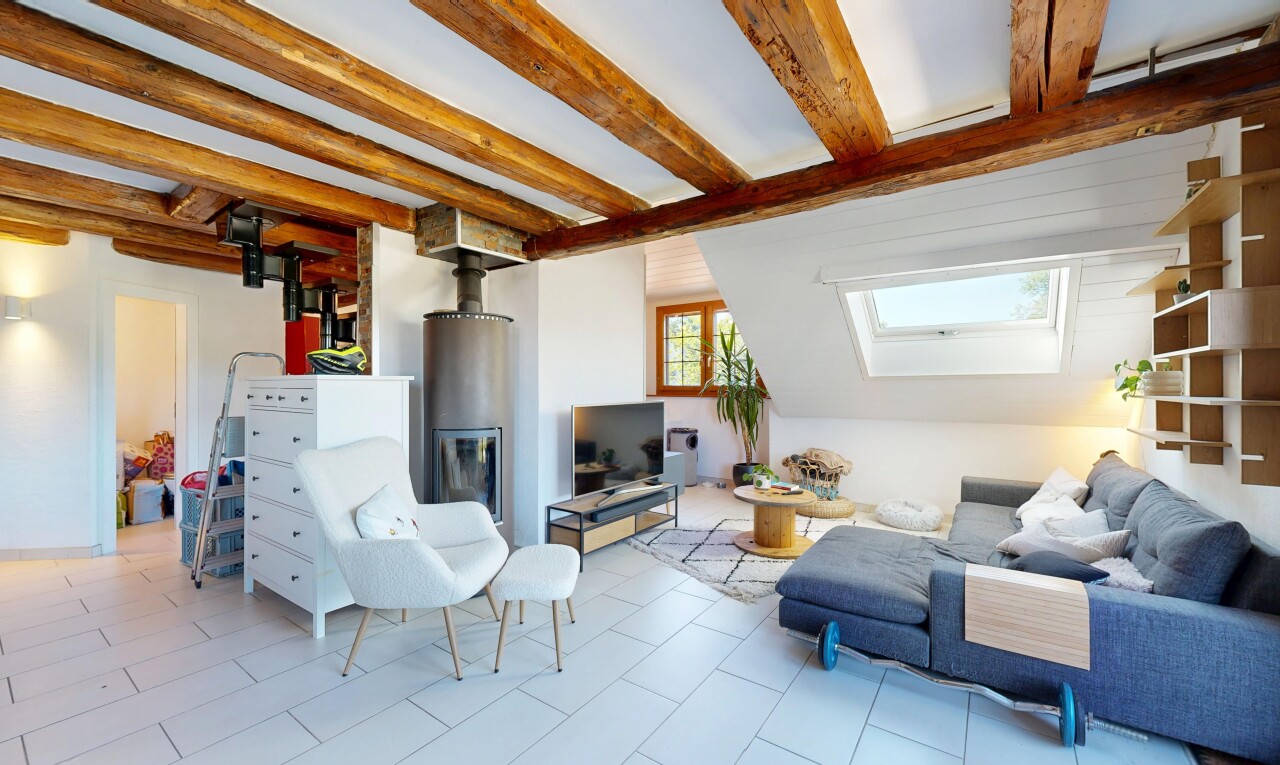 salon avec inside property, lumière naturelle, natural light, puits de lumière, et télévision