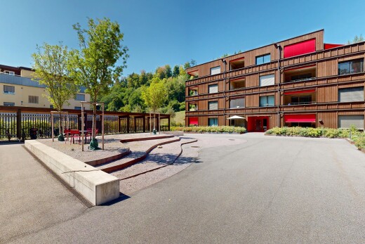 außenansicht mit from community, day time, apartment complex view, und blick auf wohnanlage