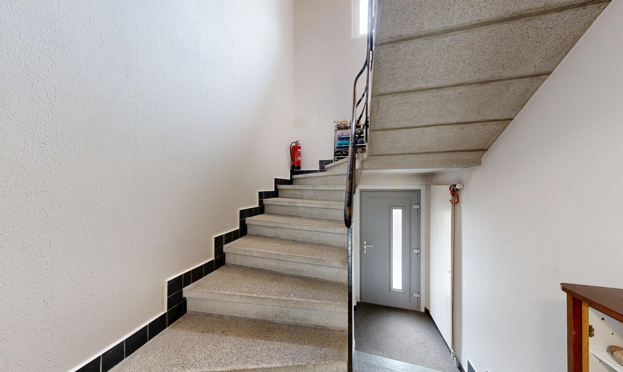 escaliers avec escaliers, inside property, et carpet stairs