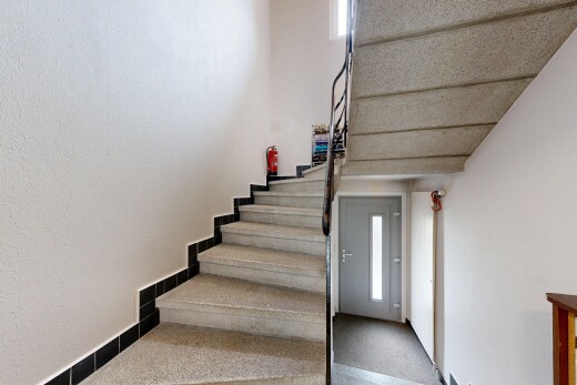 escaliers avec escaliers, inside property, et carpet stairs