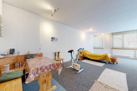 wohn- / esszimmer mit teppich, carpet, inside property, kühler, und gipskartonwand