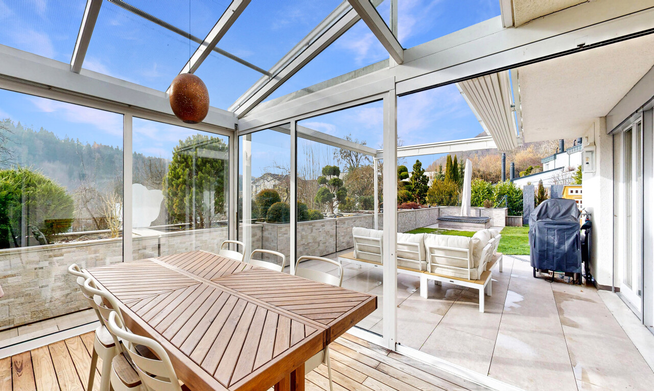 terrasse mit grill, essbereich im freien, terrasse, day time, und wintergarten