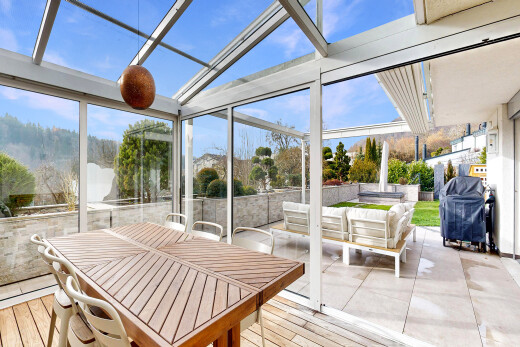 terrasse mit grill, essbereich im freien, terrasse, day time, und wintergarten