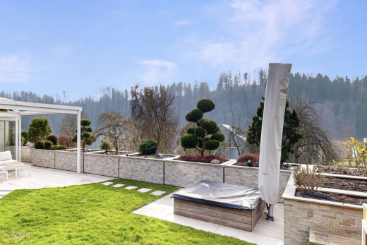 terrasse mit terrasse, from property, day time, und rasen