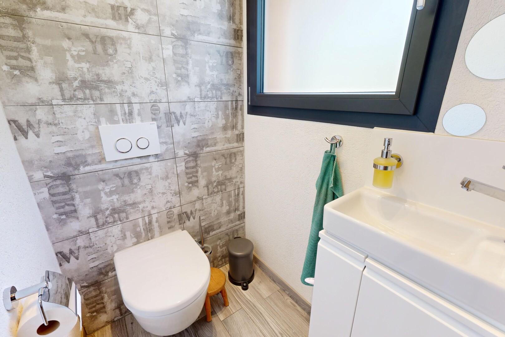 half bathroom with vanity