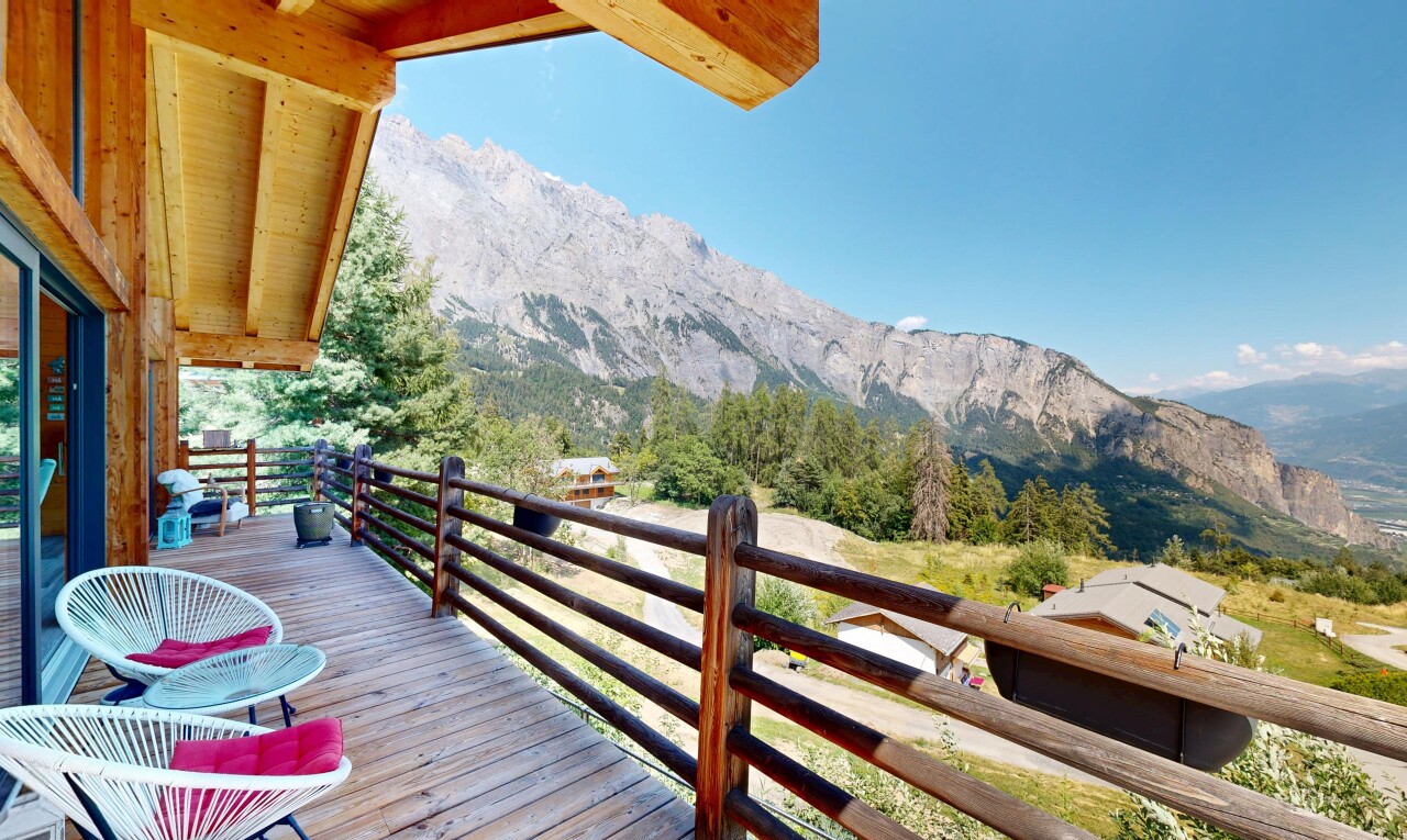 balcony with a mountain view